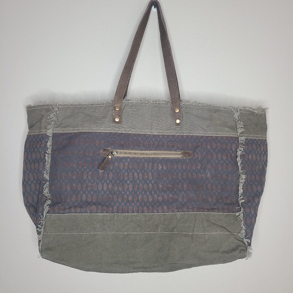 Myra Beehive Print Canvas Handmade‎ Large Weekender Bag Tote Boho - Picture 6 of 7